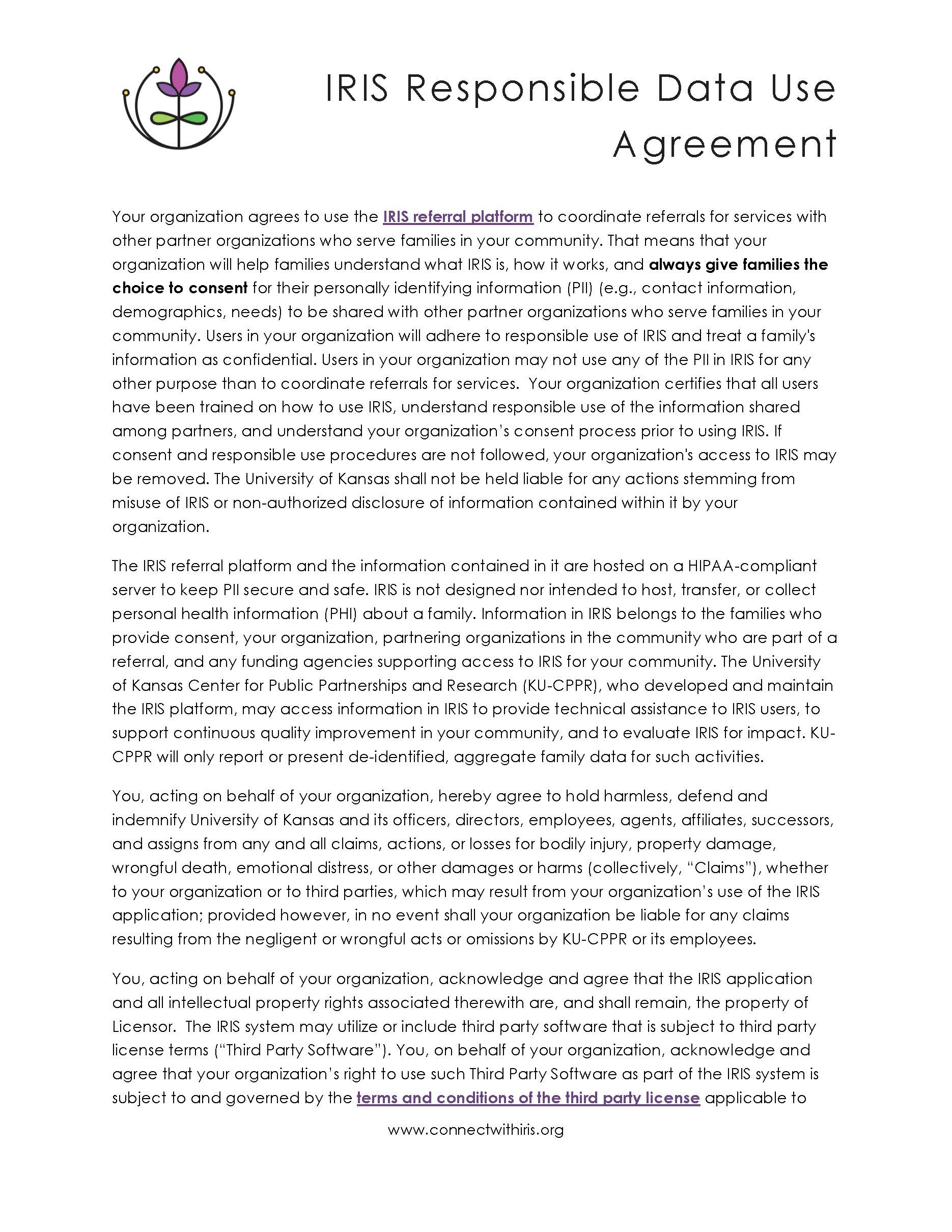 IRIS Responsible Data Use Agreement