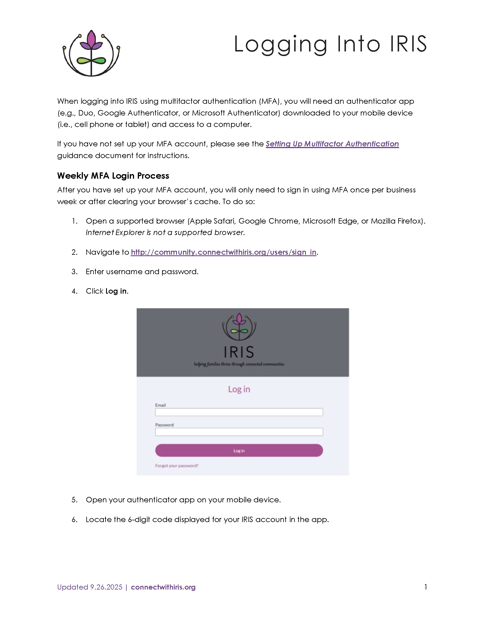 Logging Into IRIS PDF Page 2