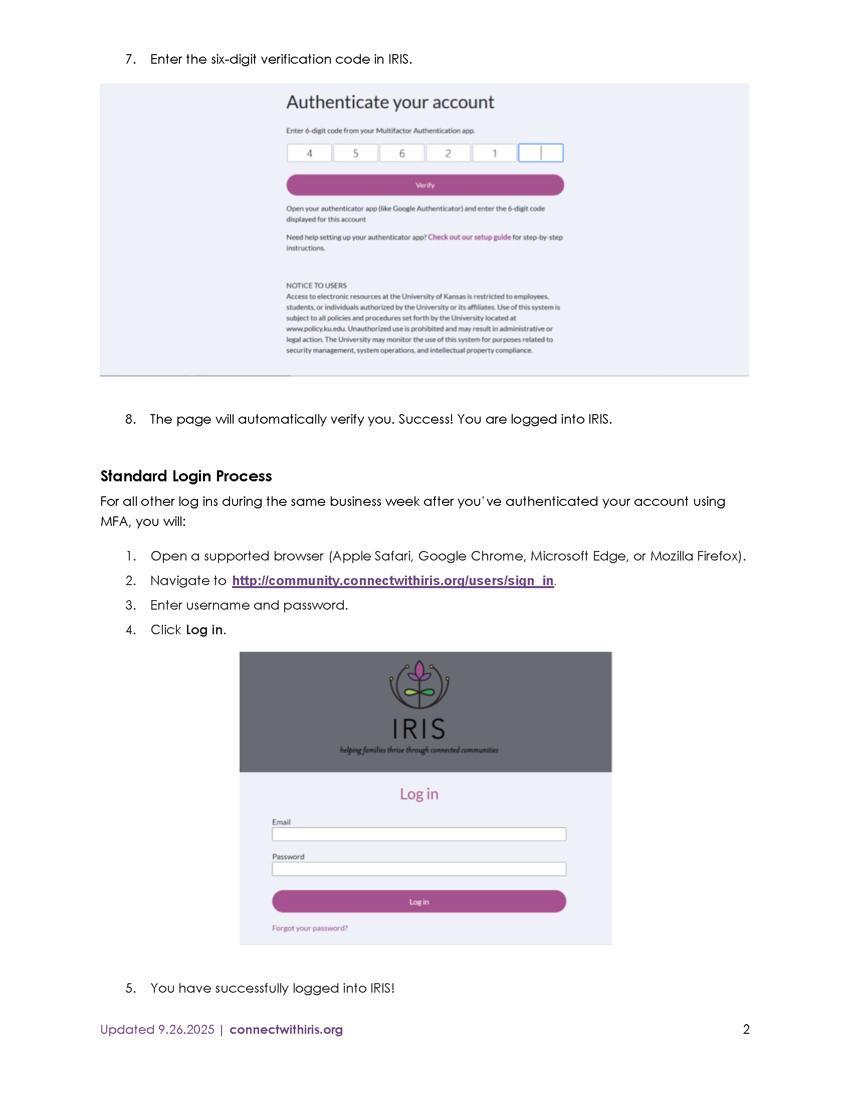 Logging Into IRIS PDF Page 2