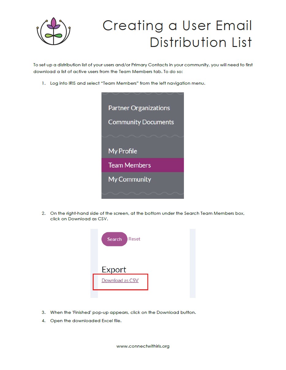 Creating a User Email Distribution List Snapshot 1