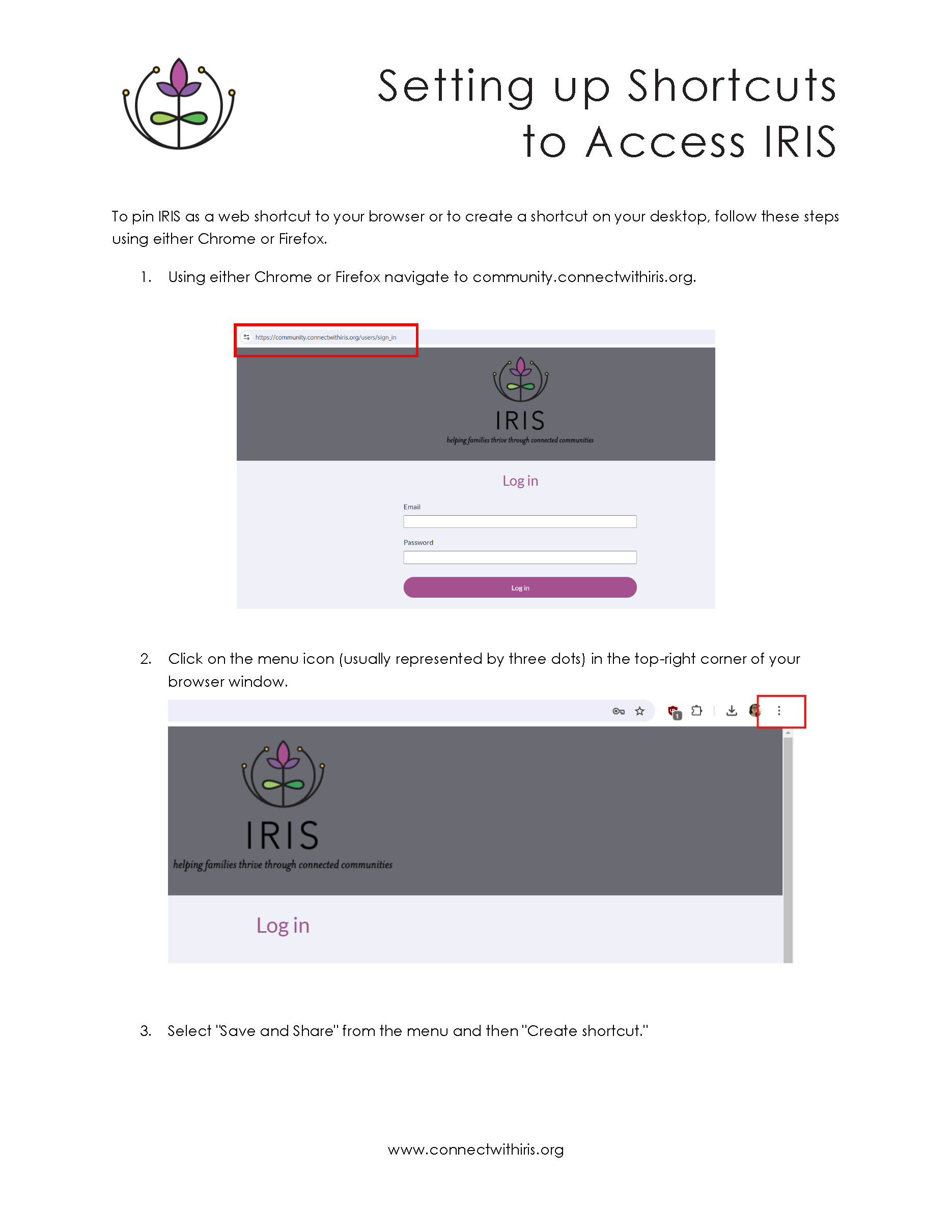 Snapshot PDF Image of Setting up Shortcuts to Access IRIS