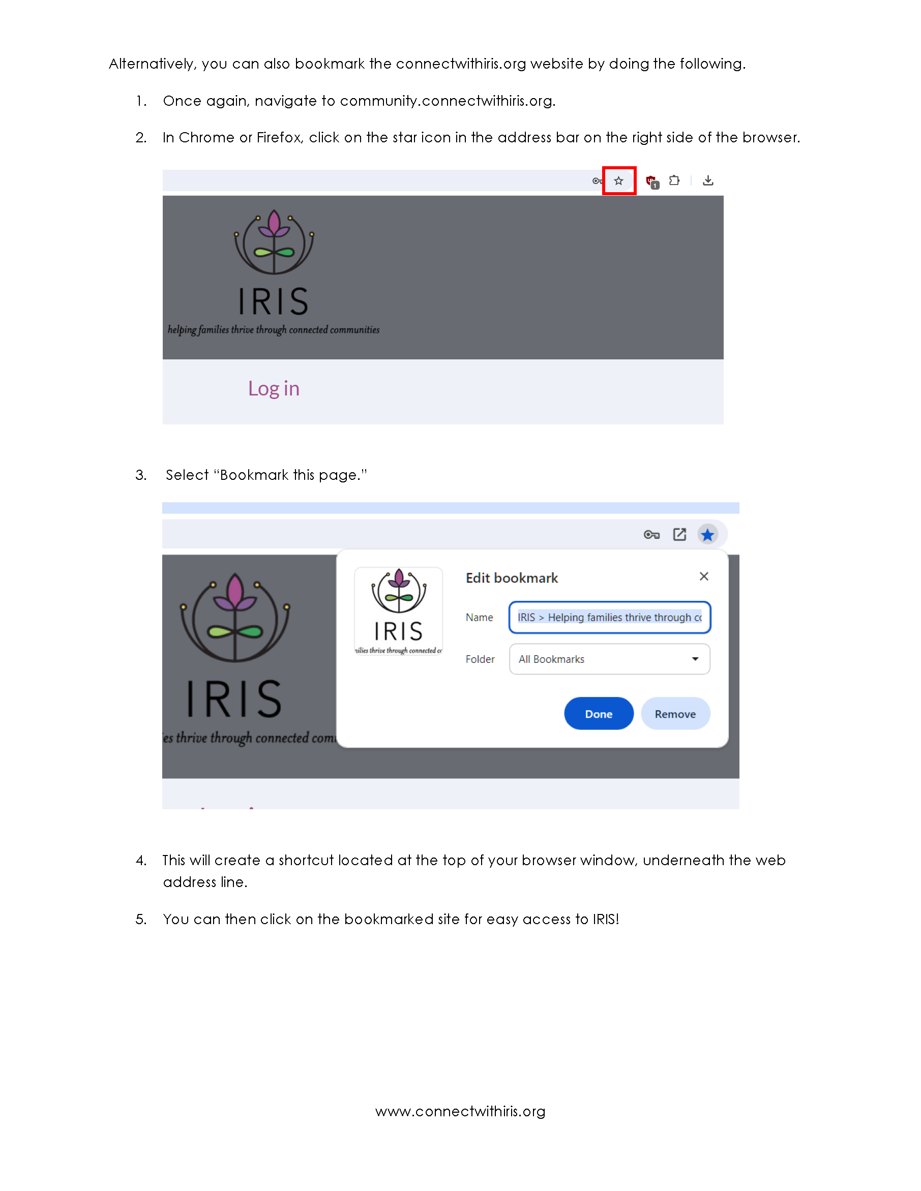 Snapshot PDF Image of Setting up Shortcuts to Access IRIS